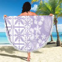 Pastel Purple Kahili Quilt Hawaii Beach Blanket Tropical Flower Seamless Half Style LT14 - Polynesian Pride