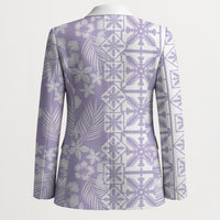 Pastel Purple Kahili Quilt Hawaii Blazer Tropical Flower Seamless Half Style LT14 - Polynesian Pride