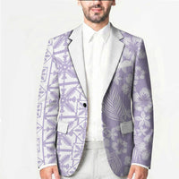 Pastel Purple Kahili Quilt Hawaii Blazer Tropical Flower Seamless Half Style LT14 - Polynesian Pride