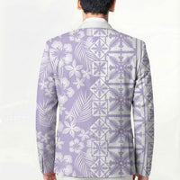 Pastel Purple Kahili Quilt Hawaii Blazer Tropical Flower Seamless Half Style LT14 - Polynesian Pride