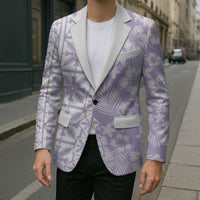 Pastel Purple Kahili Quilt Hawaii Blazer Tropical Flower Seamless Half Style LT14 - Polynesian Pride