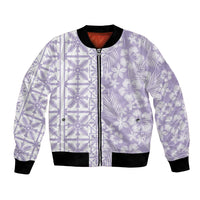Pastel Purple Kahili Quilt Hawaii Bomber Jacket Tropical Flower Seamless Half Style LT14 Unisex Purple - Polynesian Pride