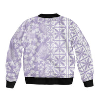 Pastel Purple Kahili Quilt Hawaii Bomber Jacket Tropical Flower Seamless Half Style LT14 - Polynesian Pride