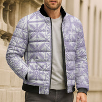 Pastel Purple Kahili Quilt Hawaii Bomber Puffer Jacket Tropical Flower Seamless Half Style LT14 - Polynesian Pride