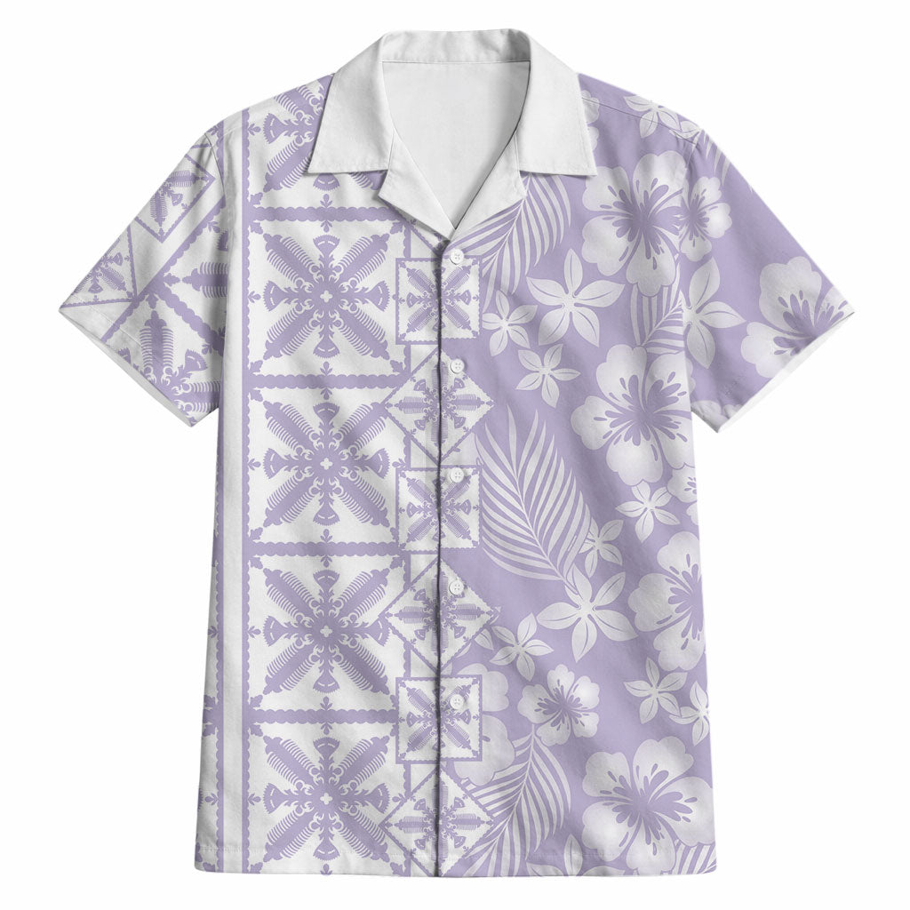 Pastel Purple Kahili Quilt Hawaii Hawaiian Shirt Tropical Flower Seamless Half Style LT14 Purple - Polynesian Pride