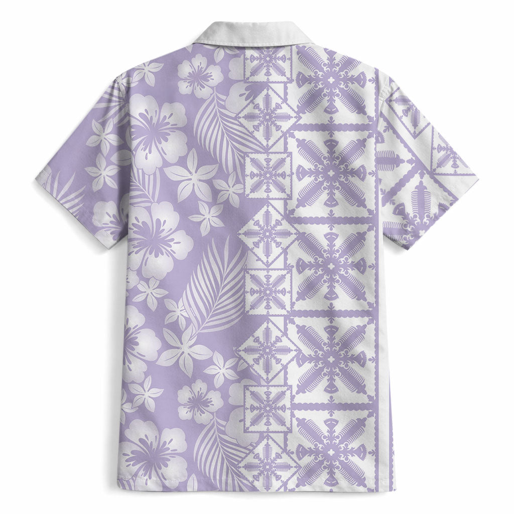 Pastel Purple Kahili Quilt Hawaii Hawaiian Shirt Tropical Flower Seamless Half Style LT14 - Polynesian Pride