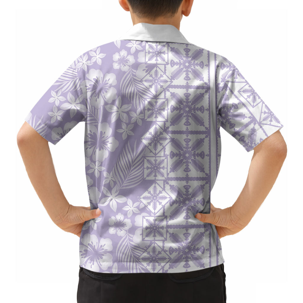 Pastel Purple Kahili Quilt Hawaii Hawaiian Shirt Tropical Flower Seamless Half Style LT14 - Polynesian Pride