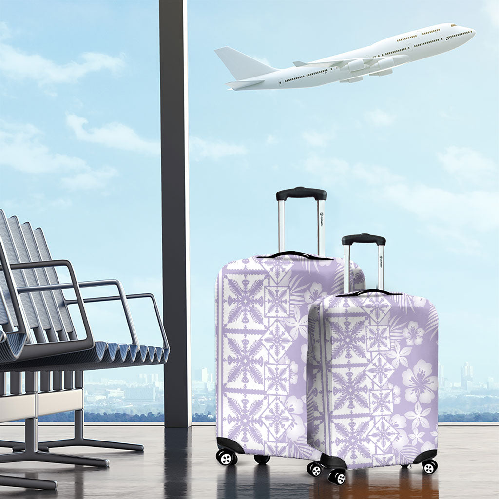Pastel Purple Kahili Quilt Hawaii Luggage Cover Tropical Flower Seamless Half Style LT14 - Polynesian Pride