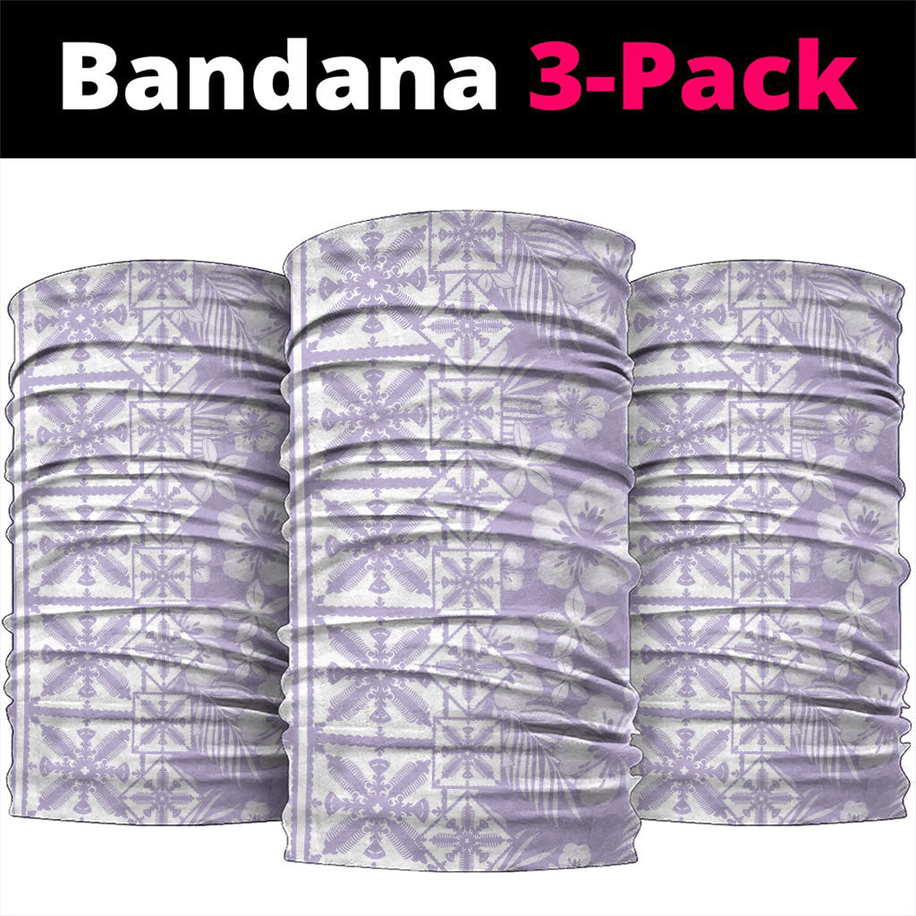 Pastel Purple Kahili Quilt Hawaii Neck Gaiter Tropical Flower Seamless Half Style LT14 package One Size: 25*50cm Purple - Polynesian Pride