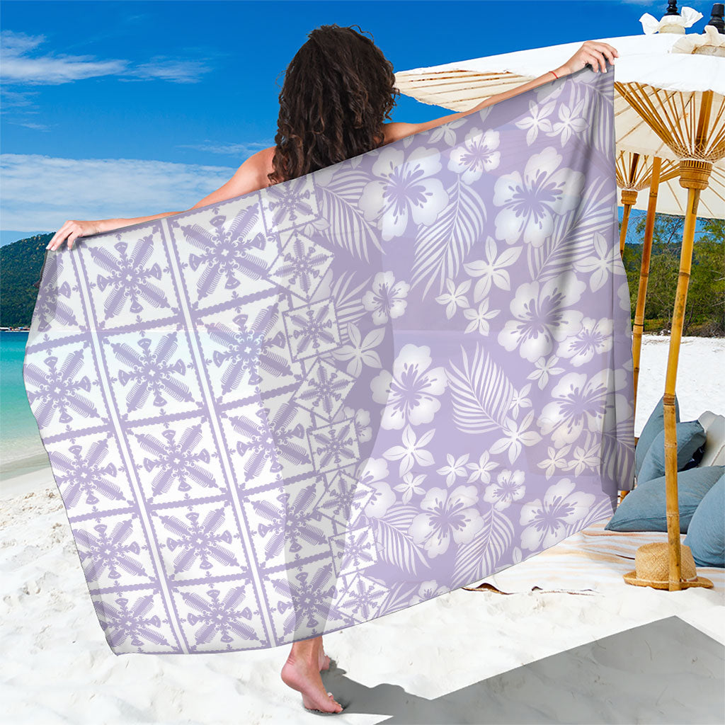 Pastel Purple Kahili Quilt Hawaii Sarong Tropical Flower Seamless Half Style LT14 One Size 44 x 66 inches Purple - Polynesian Pride