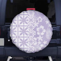 Pastel Purple Kahili Quilt Hawaii Spare Tire Cover Tropical Flower Seamless Half Style LT14 No hole Purple - Polynesian Pride