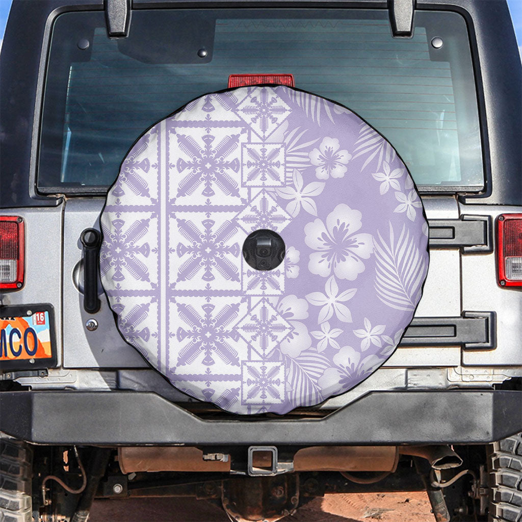 Pastel Purple Kahili Quilt Hawaii Spare Tire Cover Tropical Flower Seamless Half Style LT14 Purple - Polynesian Pride