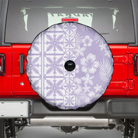 Pastel Purple Kahili Quilt Hawaii Spare Tire Cover Tropical Flower Seamless Half Style LT14 - Polynesian Pride