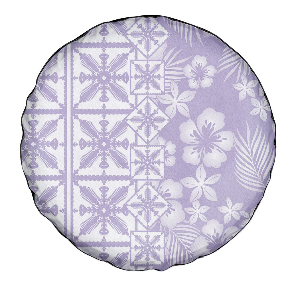 Pastel Purple Kahili Quilt Hawaii Spare Tire Cover Tropical Flower Seamless Half Style LT14 - Polynesian Pride