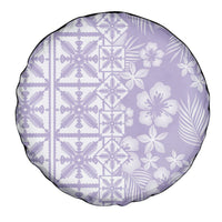 Pastel Purple Kahili Quilt Hawaii Spare Tire Cover Tropical Flower Seamless Half Style LT14 - Polynesian Pride