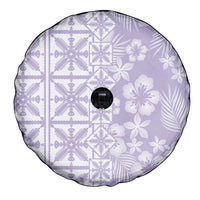 Pastel Purple Kahili Quilt Hawaii Spare Tire Cover Tropical Flower Seamless Half Style LT14 - Polynesian Pride