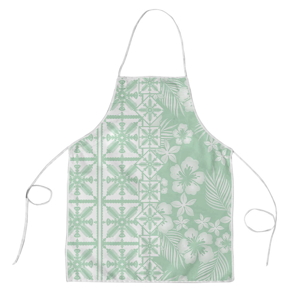 Pastel Green Kahili Quilt Hawaii Apron Tropical Flower Seamless Half Style LT14 Green - Polynesian Pride