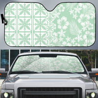 Pastel Green Kahili Quilt Hawaii Auto Sun Shade Tropical Flower Seamless Half Style LT14 Green - Polynesian Pride