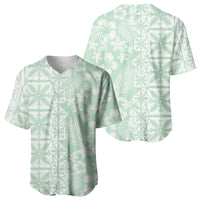 Pastel Green Kahili Quilt Hawaii Baseball Jersey Tropical Flower Seamless Half Style LT14 - Polynesian Pride