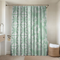 Pastel Green Kahili Quilt Hawaii Bathroom Set Tropical Flower Seamless Half Style LT14 Shower Curtain Only Green - Polynesian Pride