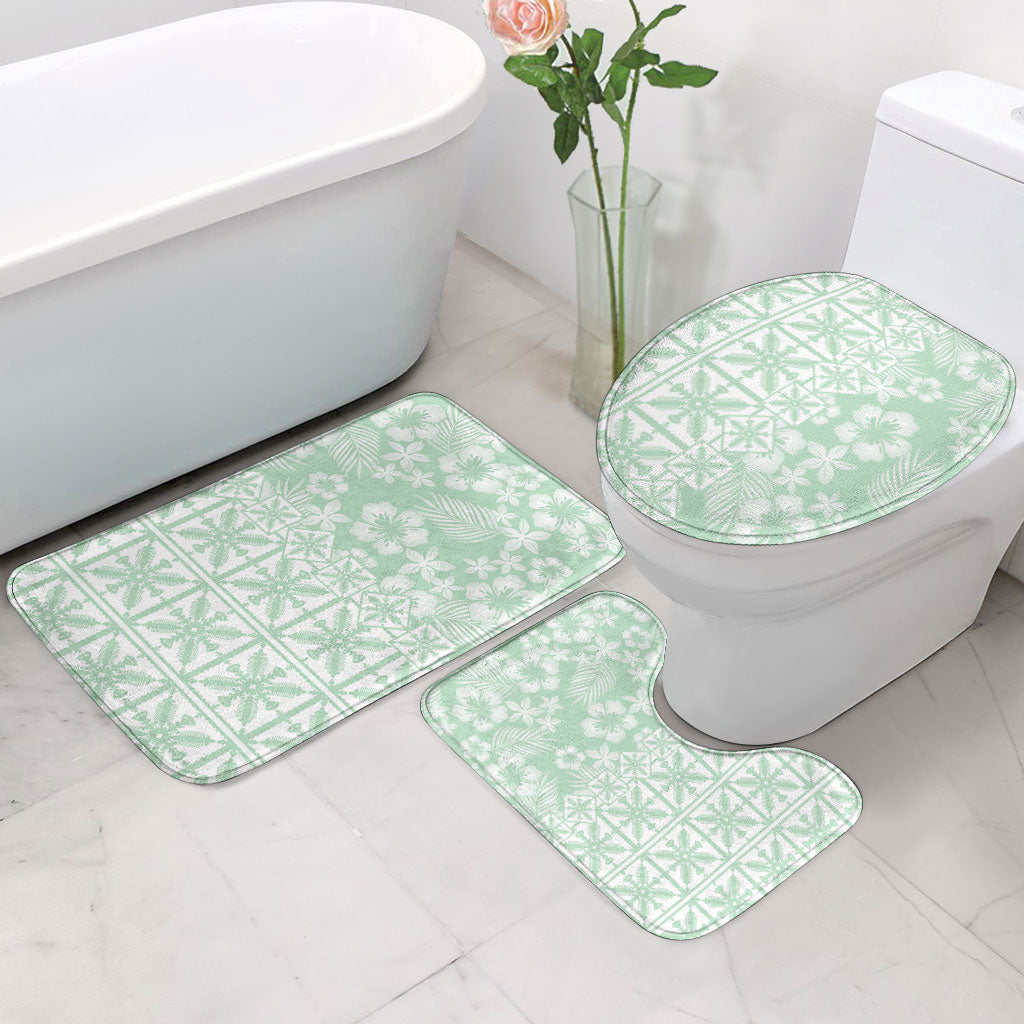 Pastel Green Kahili Quilt Hawaii Bathroom Set Tropical Flower Seamless Half Style LT14 - Polynesian Pride