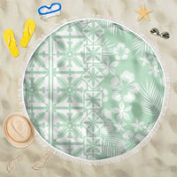 Pastel Green Kahili Quilt Hawaii Beach Blanket Tropical Flower Seamless Half Style LT14 One Size 150cm Green - Polynesian Pride