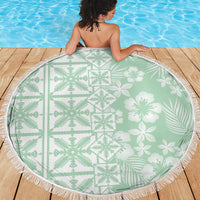 Pastel Green Kahili Quilt Hawaii Beach Blanket Tropical Flower Seamless Half Style LT14 - Polynesian Pride