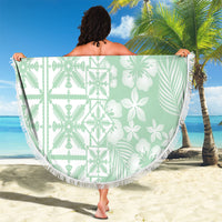 Pastel Green Kahili Quilt Hawaii Beach Blanket Tropical Flower Seamless Half Style LT14 - Polynesian Pride