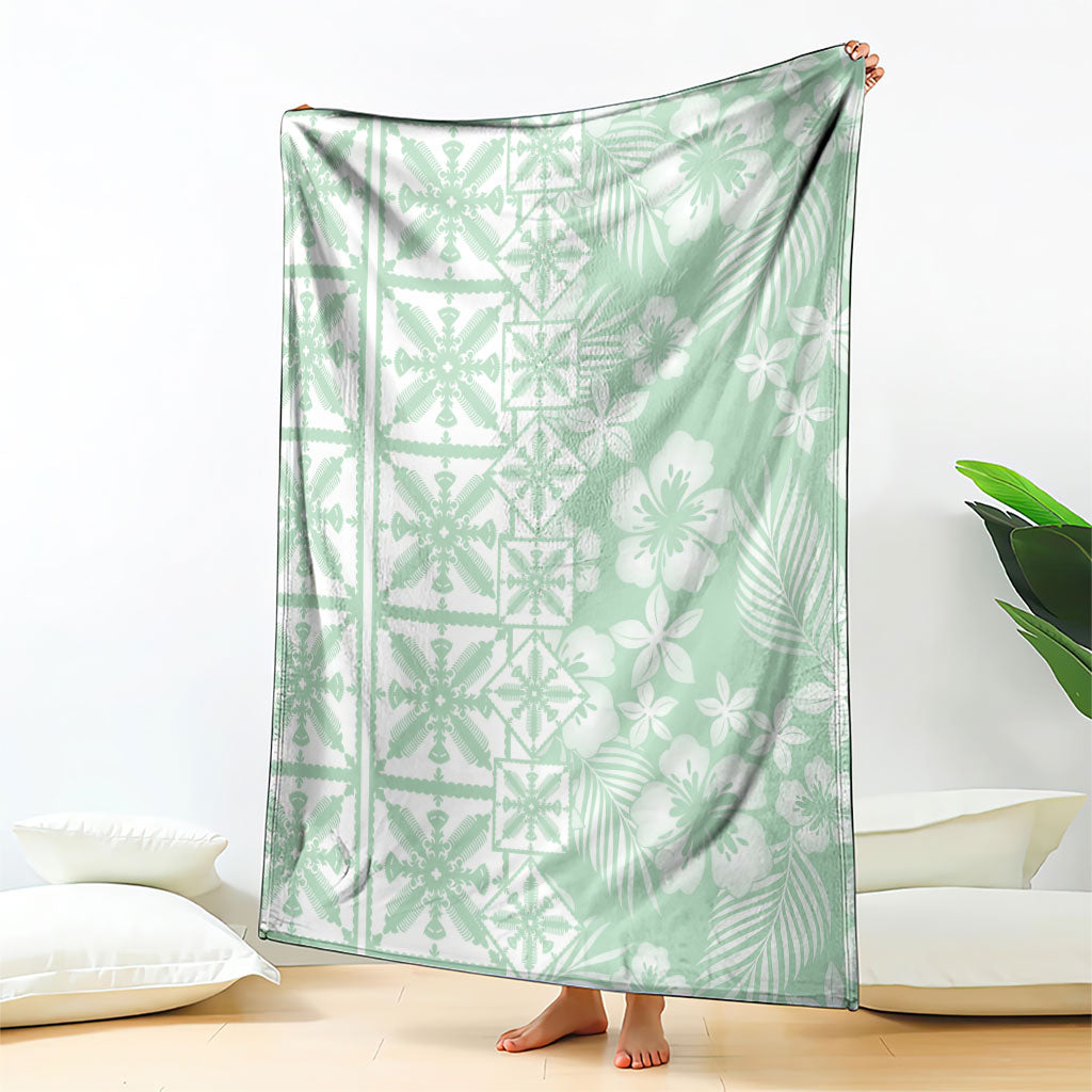 Pastel Green Kahili Quilt Hawaii Blanket Tropical Flower Seamless Half Style LT14 - Polynesian Pride