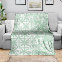 Pastel Green Kahili Quilt Hawaii Blanket Tropical Flower Seamless Half Style LT14 - Polynesian Pride