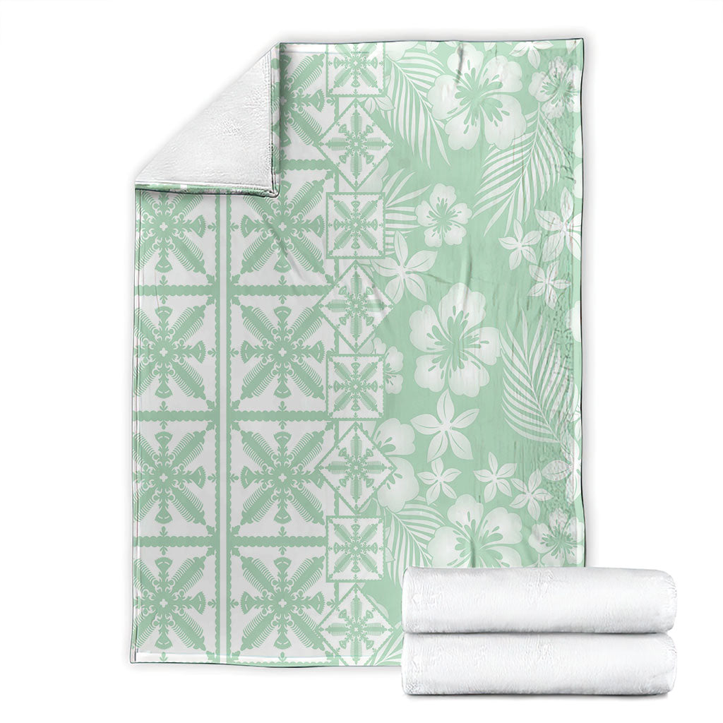 Pastel Green Kahili Quilt Hawaii Blanket Tropical Flower Seamless Half Style LT14 - Polynesian Pride