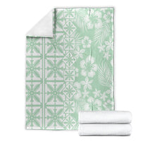 Pastel Green Kahili Quilt Hawaii Blanket Tropical Flower Seamless Half Style LT14 - Polynesian Pride