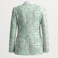 Pastel Green Kahili Quilt Hawaii Blazer Tropical Flower Seamless Half Style LT14 - Polynesian Pride