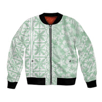 Pastel Green Kahili Quilt Hawaii Bomber Jacket Tropical Flower Seamless Half Style LT14 Unisex Green - Polynesian Pride
