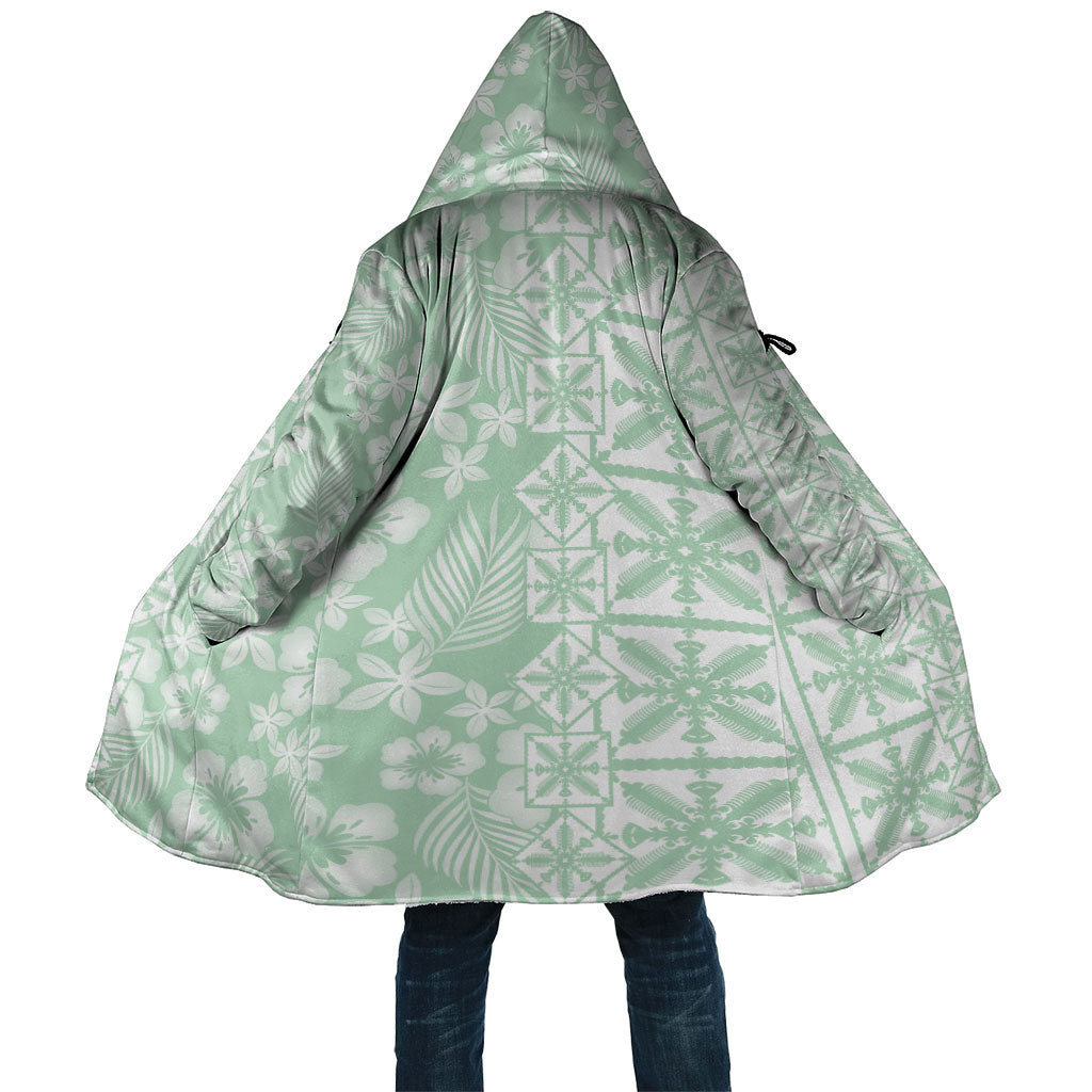 Pastel Green Kahili Quilt Hawaii Cloak Tropical Flower Seamless Half Style LT14 Unisex Green - Polynesian Pride