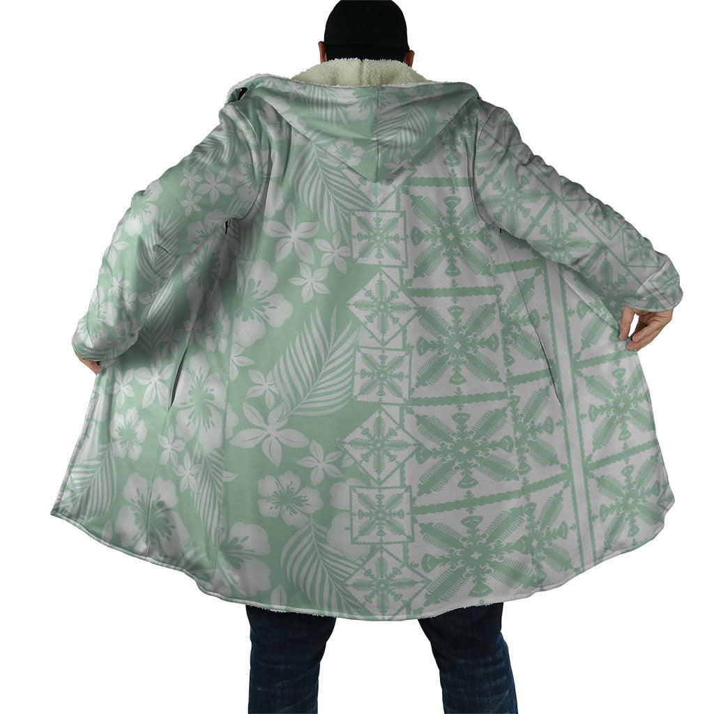 Pastel Green Kahili Quilt Hawaii Cloak Tropical Flower Seamless Half Style LT14 - Polynesian Pride