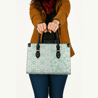 Pastel Green Kahili Quilt Hawaii Leather Bag Tropical Flower Seamless Half Style LT14 - Polynesian Pride
