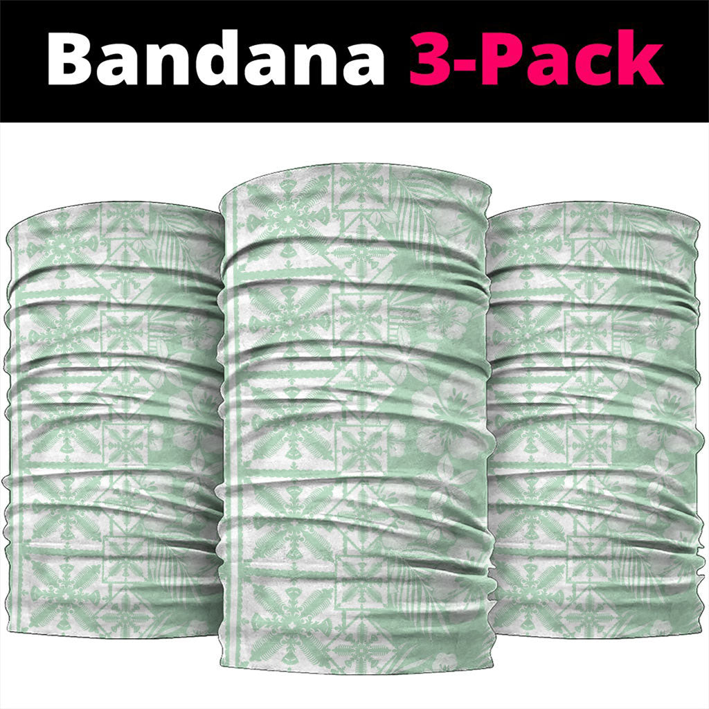 Pastel Green Kahili Quilt Hawaii Neck Gaiter Tropical Flower Seamless Half Style LT14 package One Size: 25*50cm Green - Polynesian Pride