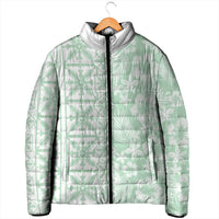 Pastel Green Kahili Quilt Hawaii Padded Jacket Tropical Flower Seamless Half Style LT14 - Polynesian Pride