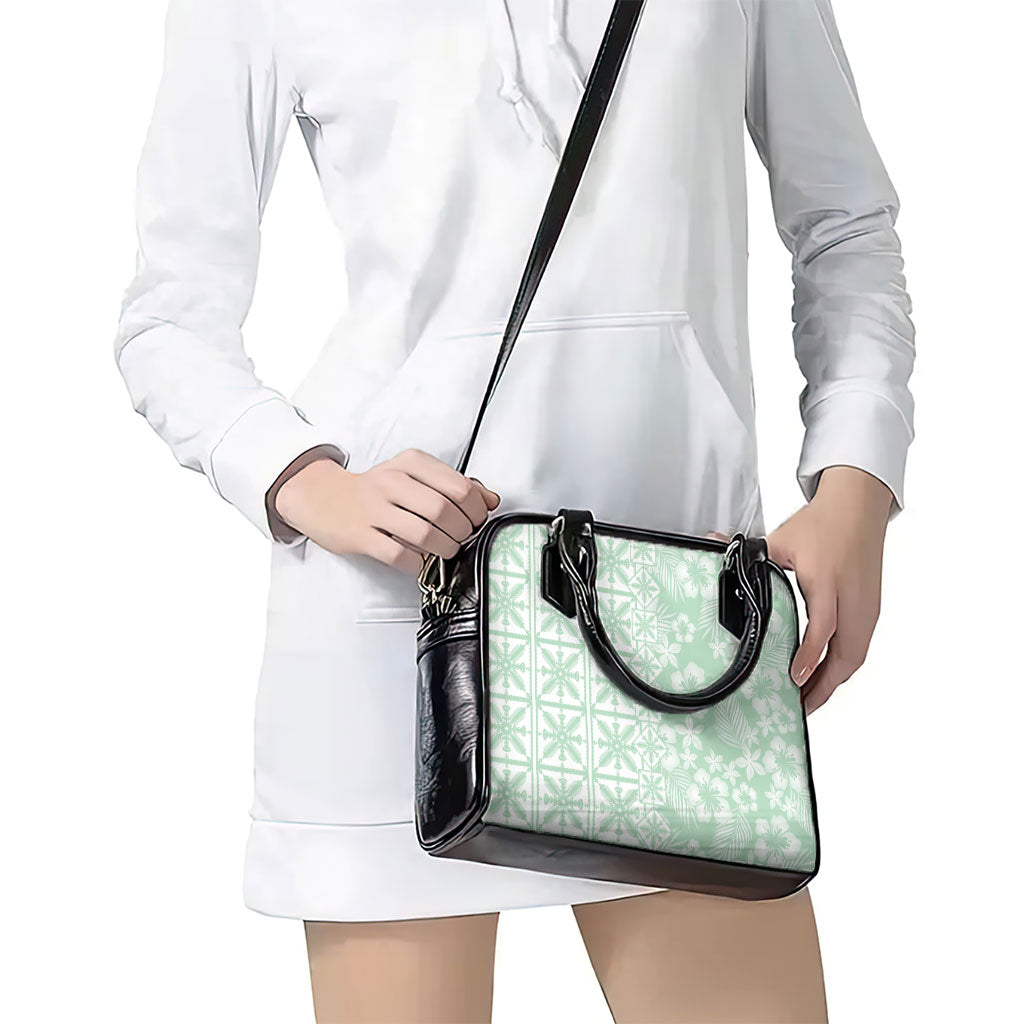 Pastel Green Kahili Quilt Hawaii Shoulder Handbag Tropical Flower Seamless Half Style LT14 - Polynesian Pride