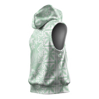 Pastel Green Kahili Quilt Hawaii Sleeveless Hoodie Tropical Flower Seamless Half Style LT14 - Polynesian Pride