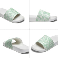 Pastel Green Kahili Quilt Hawaii Slide Sandals Tropical Flower Seamless Half Style LT14 - Polynesian Pride