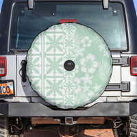 Pastel Green Kahili Quilt Hawaii Spare Tire Cover Tropical Flower Seamless Half Style LT14 Green - Polynesian Pride