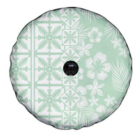 Pastel Green Kahili Quilt Hawaii Spare Tire Cover Tropical Flower Seamless Half Style LT14 - Polynesian Pride
