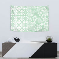 Pastel Green Kahili Quilt Hawaii Tapestry Tropical Flower Seamless Half Style LT14 - Polynesian Pride
