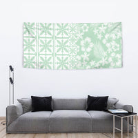 Pastel Green Kahili Quilt Hawaii Tapestry Tropical Flower Seamless Half Style LT14 - Polynesian Pride