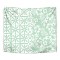 Pastel Green Kahili Quilt Hawaii Tapestry Tropical Flower Seamless Half Style LT14 - Polynesian Pride