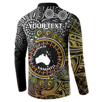 Personalised Australia And Vanuatu Button Sweatshirt Aboriginal Lizard Polynesia Ni-Van Pig Tusk LT14 - Polynesian Pride