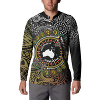 Personalised Australia And Vanuatu Button Sweatshirt Aboriginal Lizard Polynesia Ni-Van Pig Tusk LT14 - Polynesian Pride