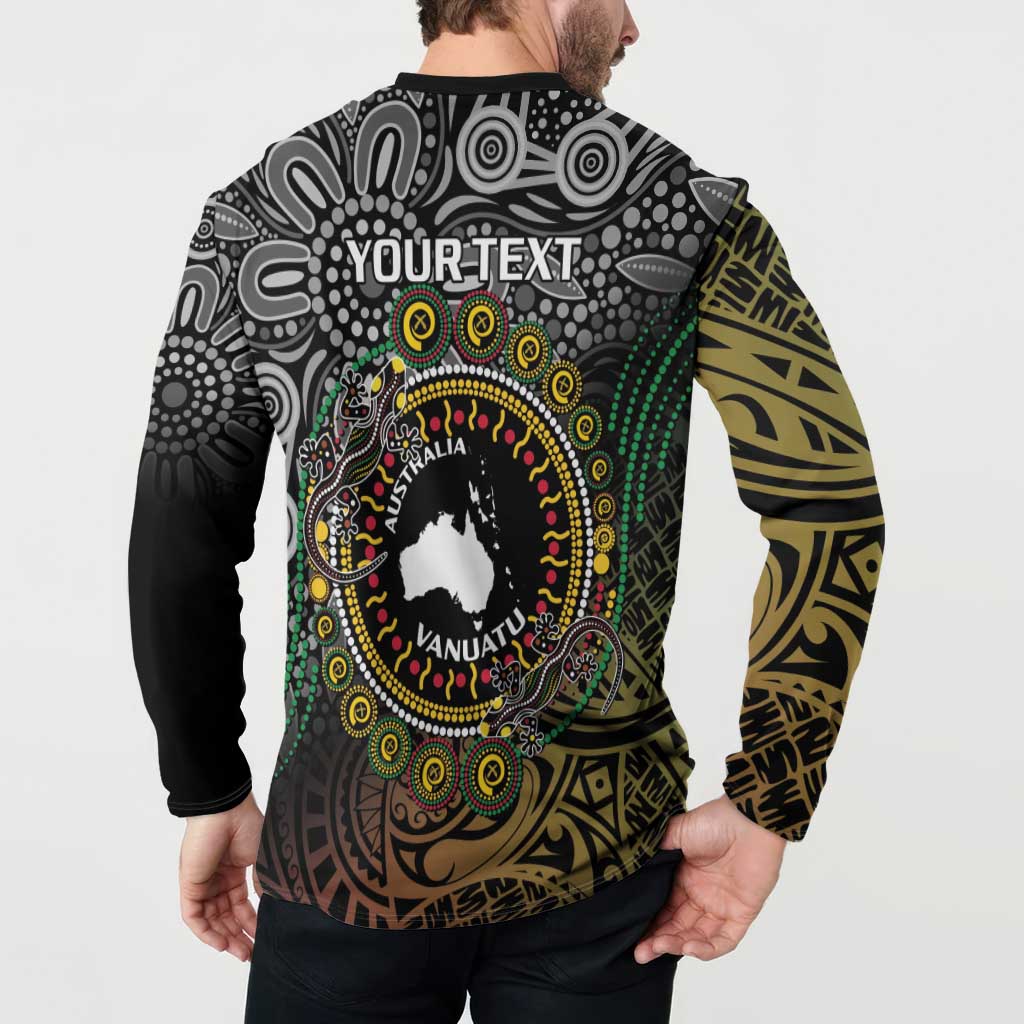Personalised Australia And Vanuatu Button Sweatshirt Aboriginal Lizard Polynesia Ni-Van Pig Tusk LT14 - Polynesian Pride
